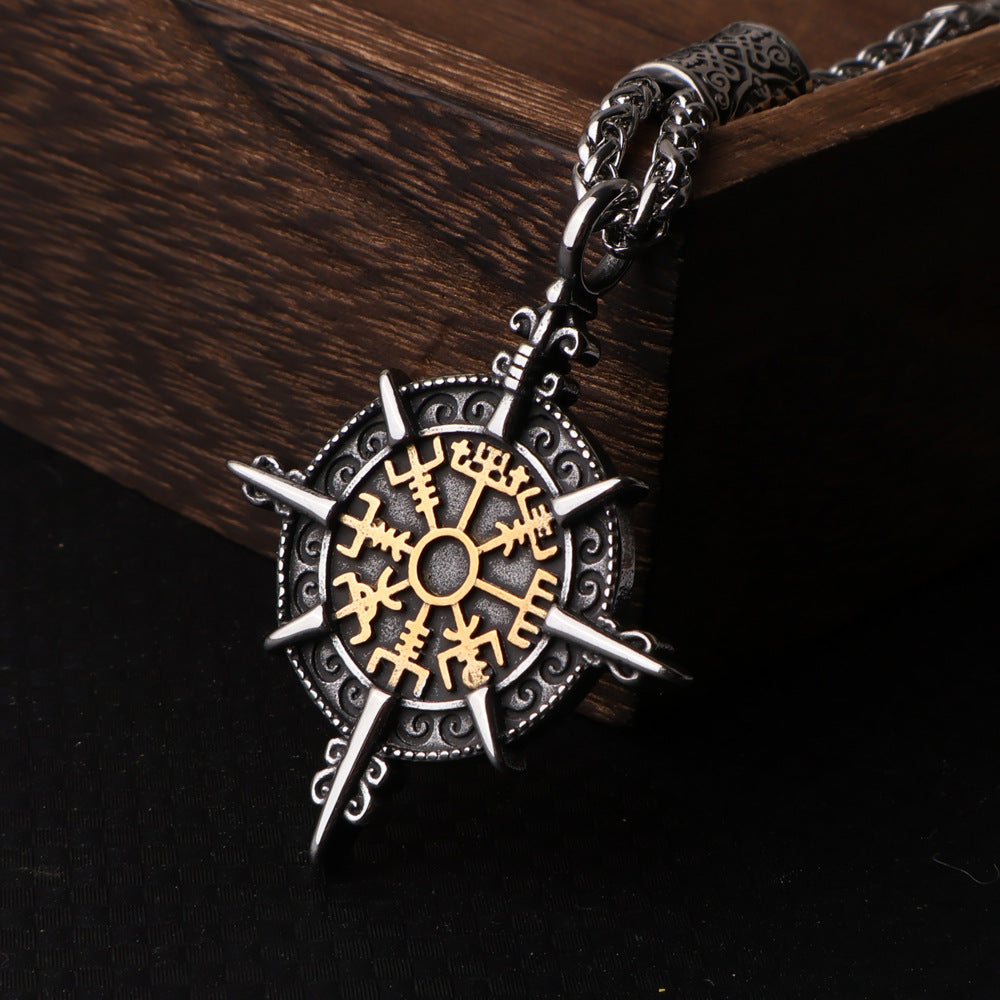 Viking Vegvisir Compass Pendant — Stainless Steel
