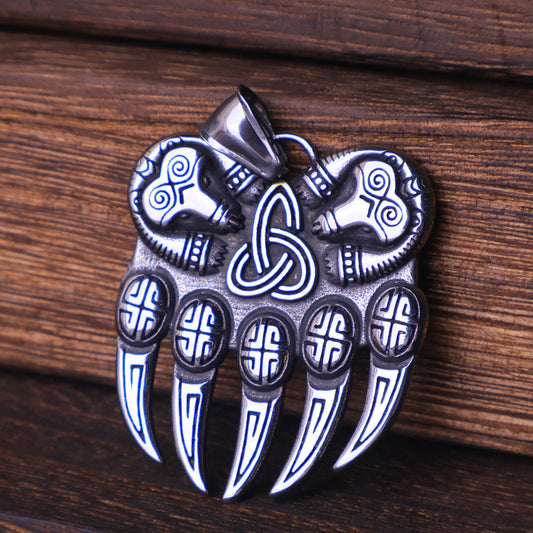 Viking Bear Claw Pendant Necklace-Stainless Steel