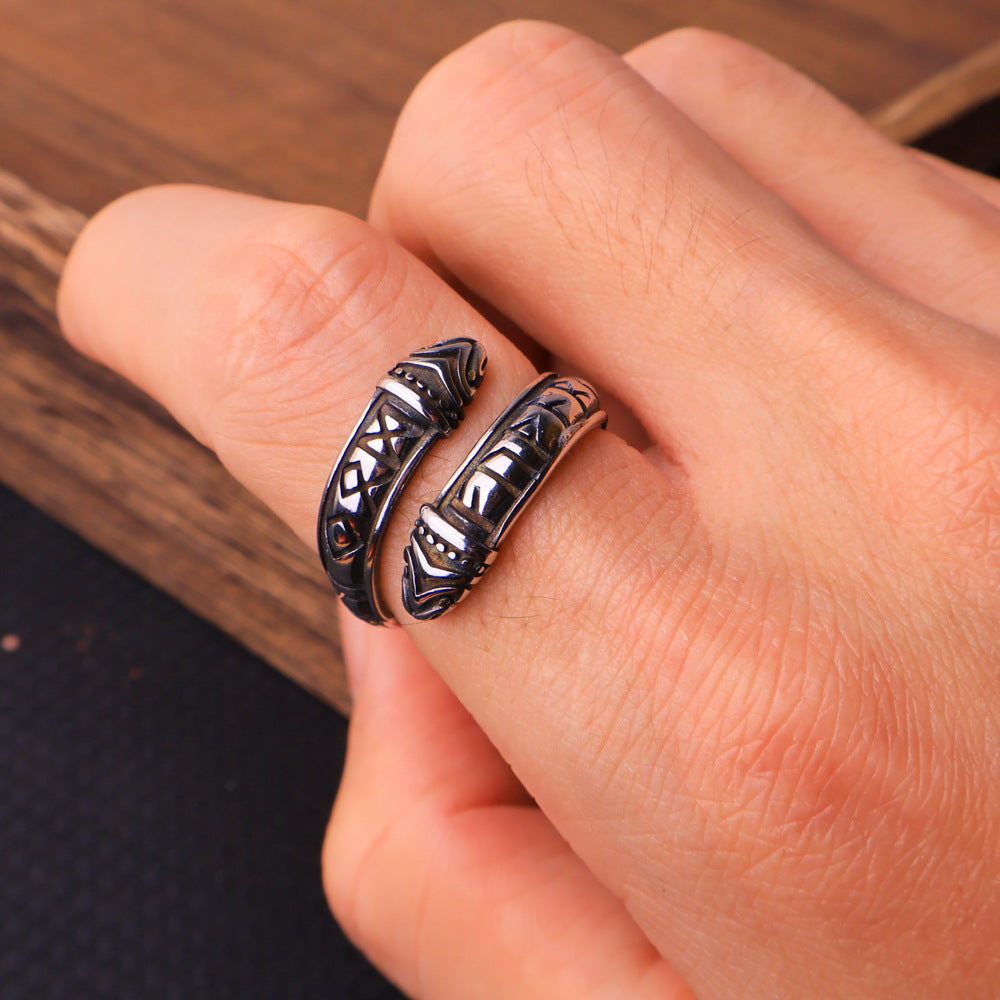 Viking Open Runes Ring-Stainless Steel