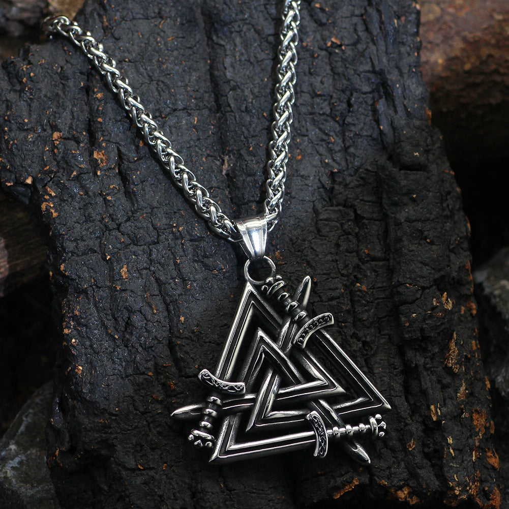 Viking Valknut Pendant Necklace-Stainless Steel