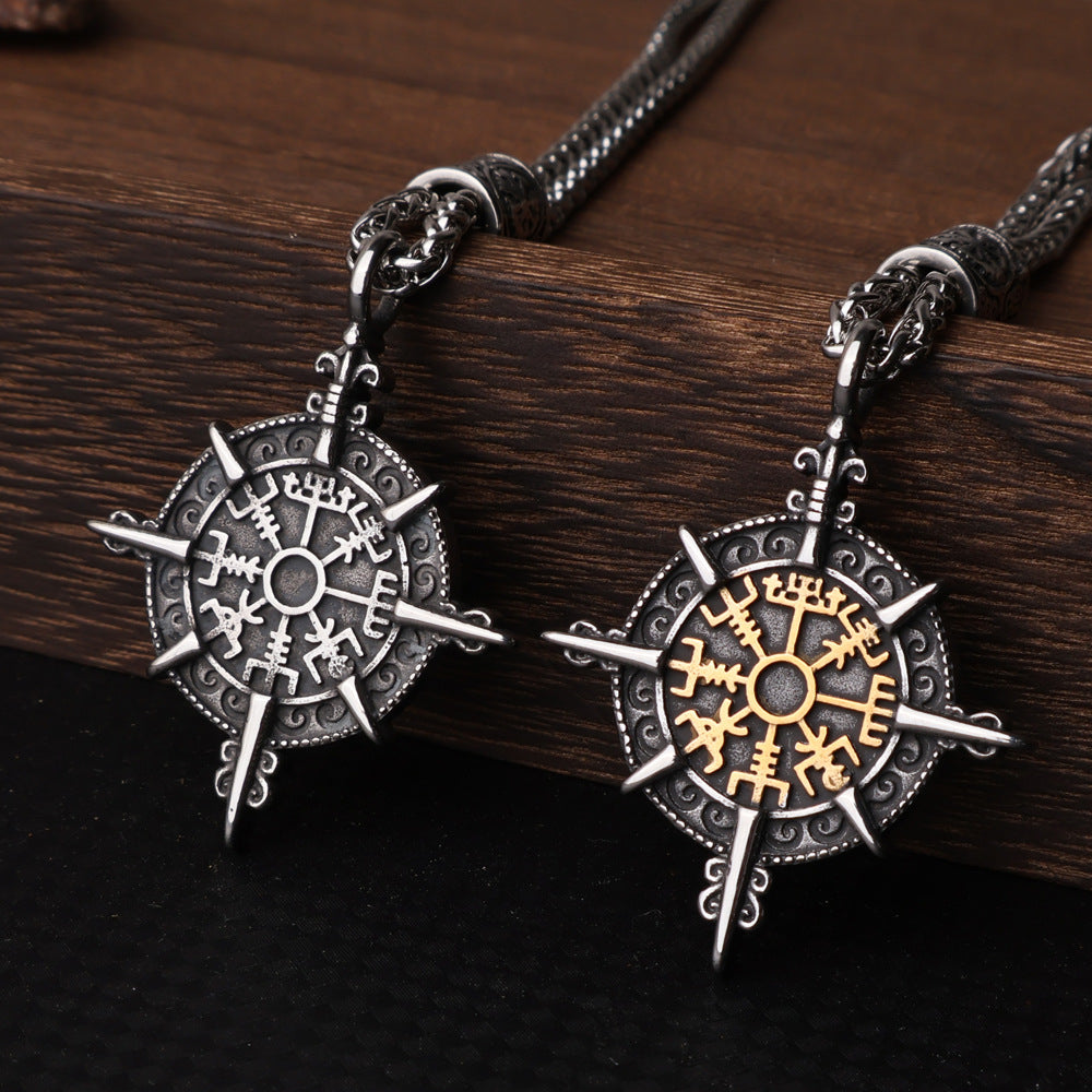Viking Vegvisir Compass Pendant — Stainless Steel