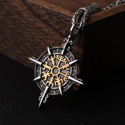 Viking Vegvisir Compass Pendant — Stainless Steel