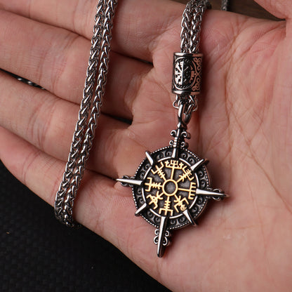 Viking Vegvisir Compass Pendant — Stainless Steel