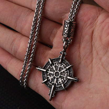 Viking Vegvisir Compass Pendant — Stainless Steel