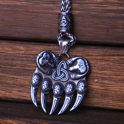 Viking Bear Claw Pendant Necklace-Stainless Steel