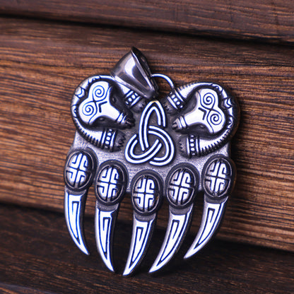 Viking Bear Claw Pendant Necklace-Stainless Steel