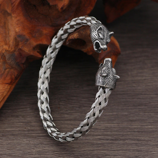 Viking Fenrir Wolf Head Bracelet
