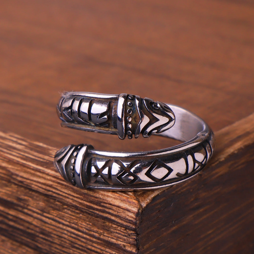 Viking Open Runes Ring-Stainless Steel