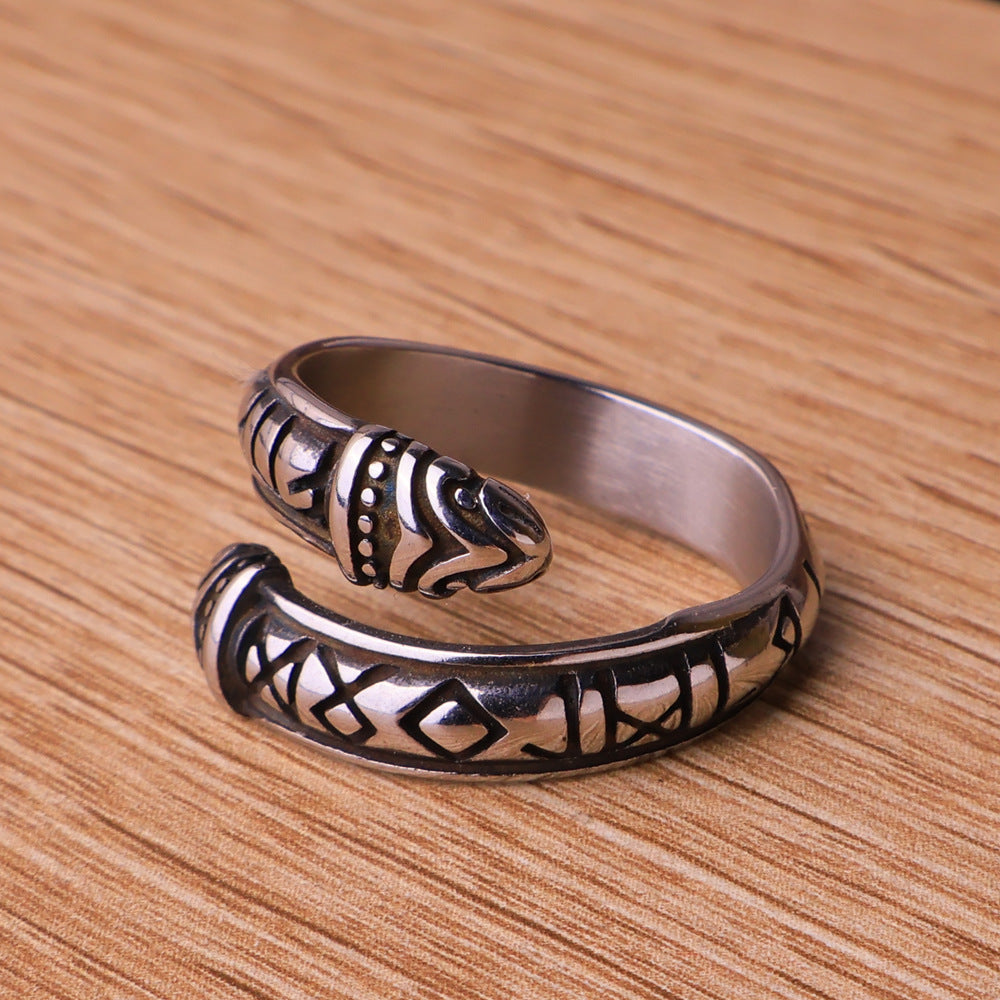 Viking Open Runes Ring-Stainless Steel