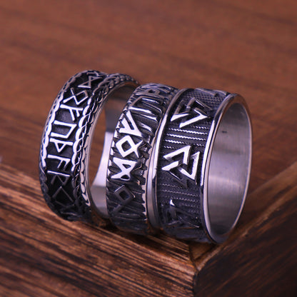 Viking Runes Valknut Ring-Stainless Steel