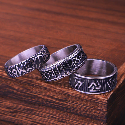 Viking Runes Valknut Ring-Stainless Steel