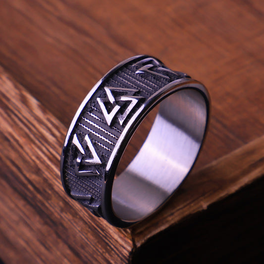 Viking Runes Valknut Ring-Stainless Steel
