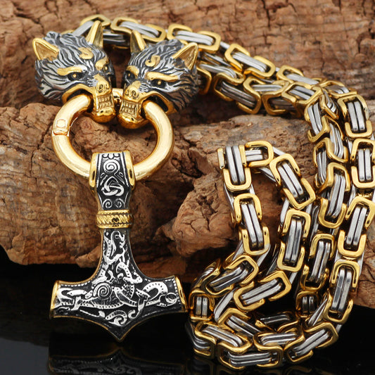 Viking Thor’s Hammer Pendant Necklace-Titanium Steel