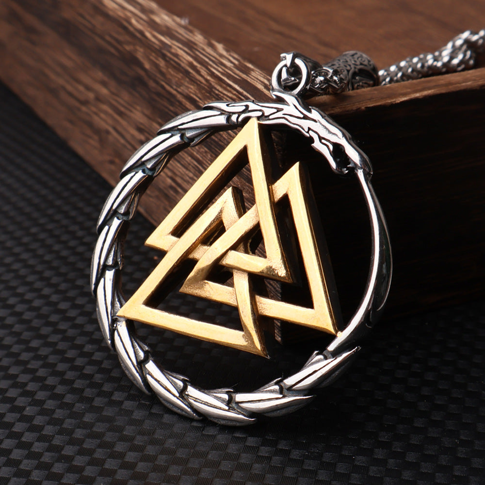 Viking Valknut & Jormungandr Pendant Necklace – Stainless Steel