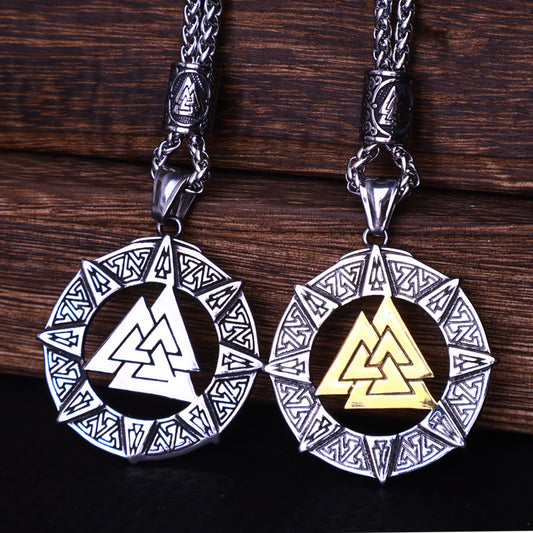 Viking Valknut Pendant Necklace-Stainless Steel