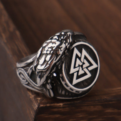 Viking Valknut Raven Ring – Stainless Steel