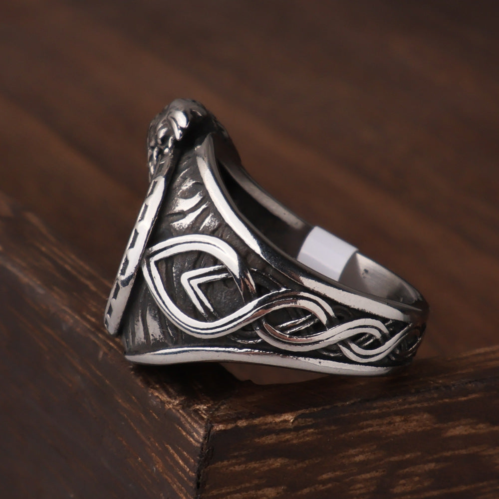 Viking Valknut Raven Ring – Stainless Steel