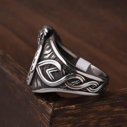 Viking Valknut Raven Ring – Stainless Steel
