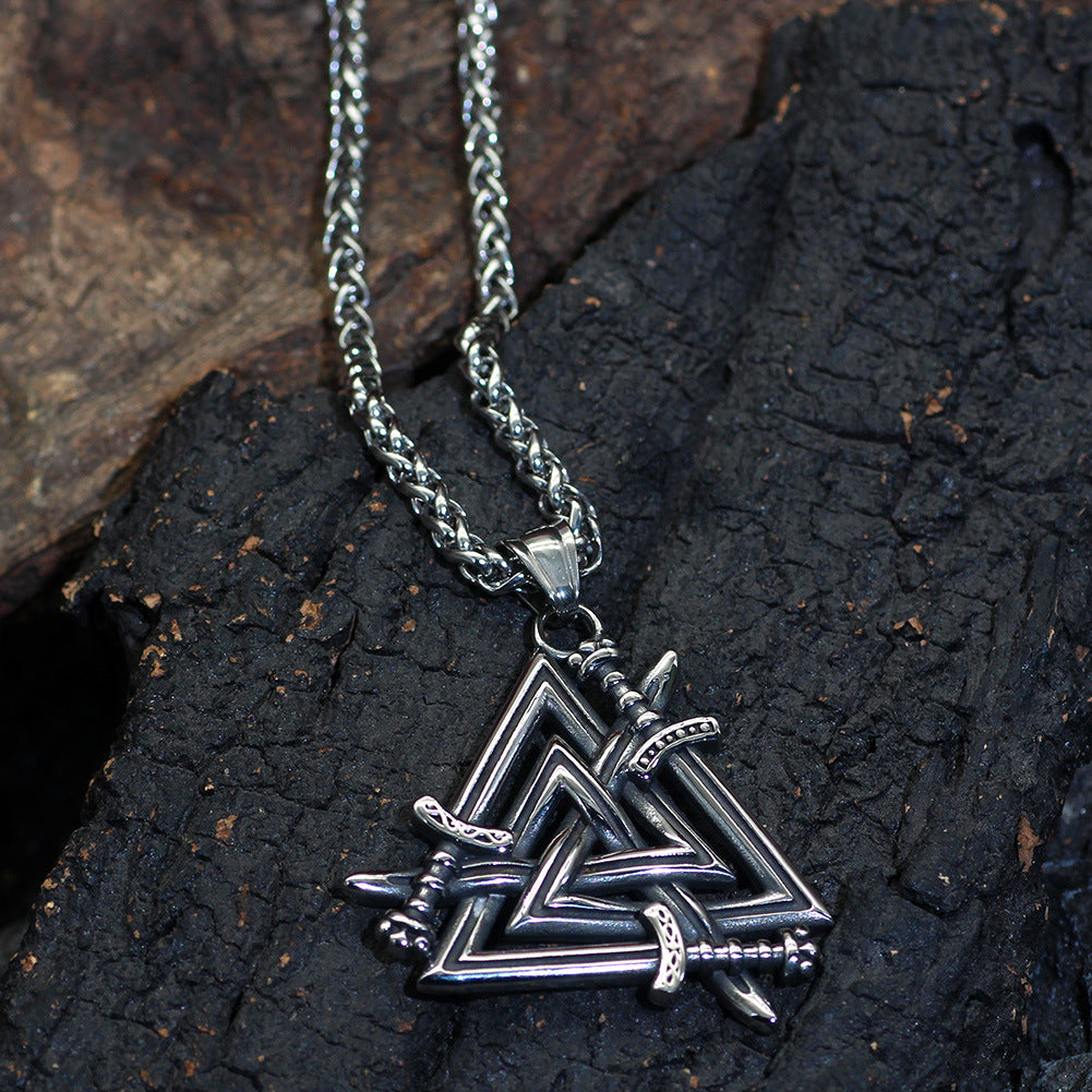 Viking Valknut Pendant Necklace-Stainless Steel