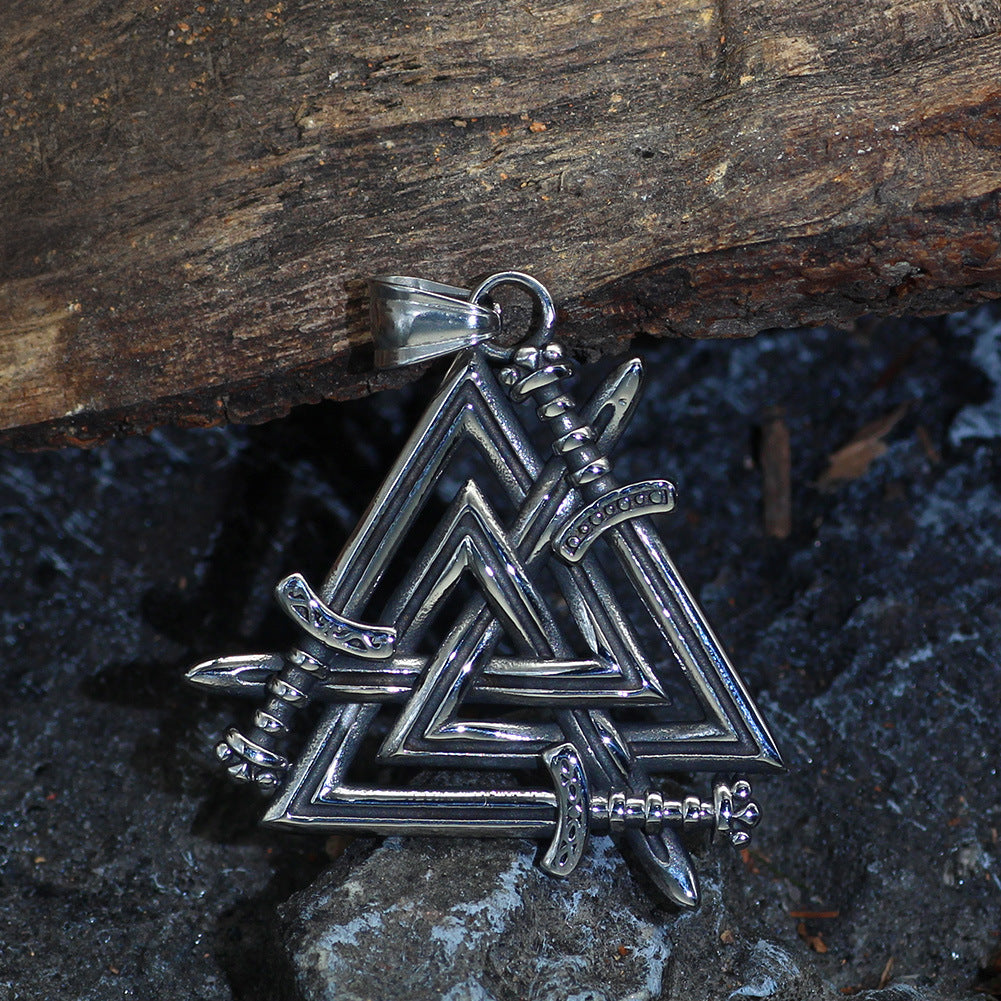 Viking Valknut Pendant Necklace-Stainless Steel