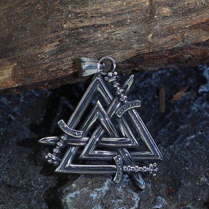 Viking Valknut Pendant Necklace-Stainless Steel