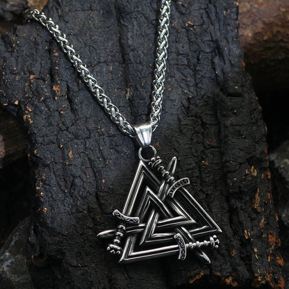 Viking Valknut Pendant Necklace-Stainless Steel