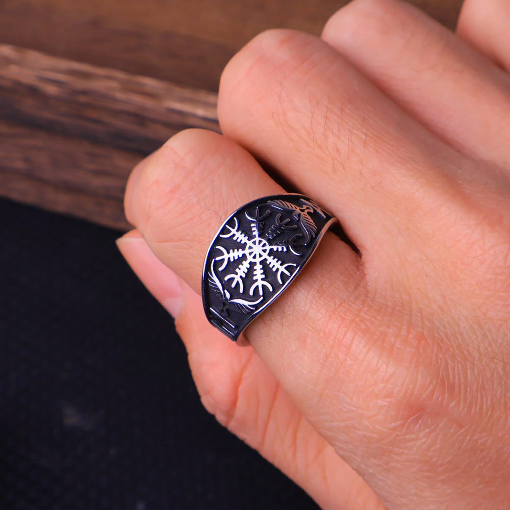 Viking Vegvisir Compass Ring – Stainless Steel