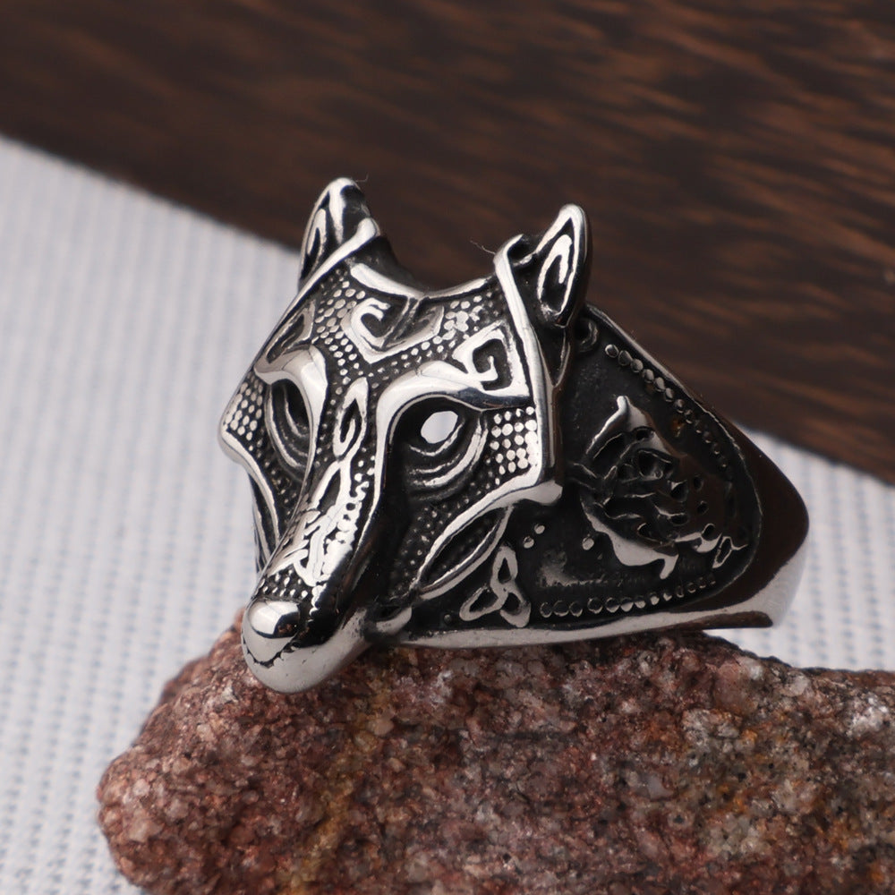 Viking Wolf Head Ring-Stainless Steel