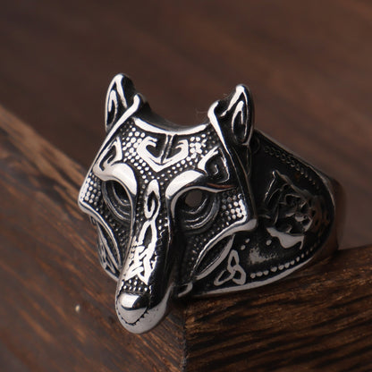 Viking Wolf Head Ring-Stainless Steel