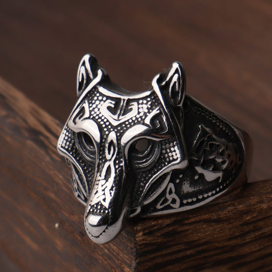 Viking Wolf Head Ring-Stainless Steel