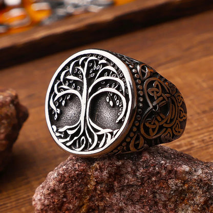 Viking Yggdrasil Tree of Life Ring – Stainless Steel