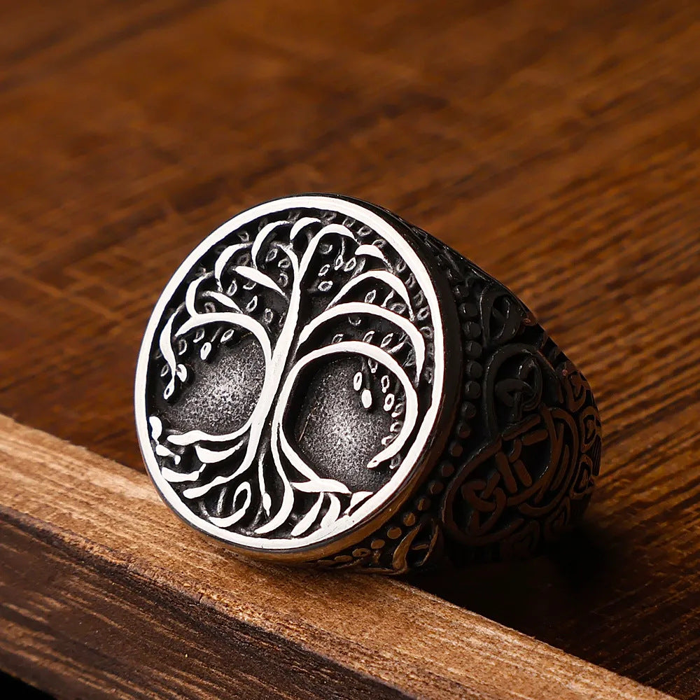 Viking Yggdrasil Tree of Life Ring – Stainless Steel
