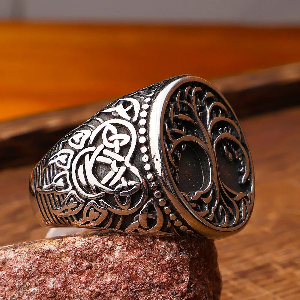 Viking Yggdrasil Tree of Life Ring – Stainless Steel