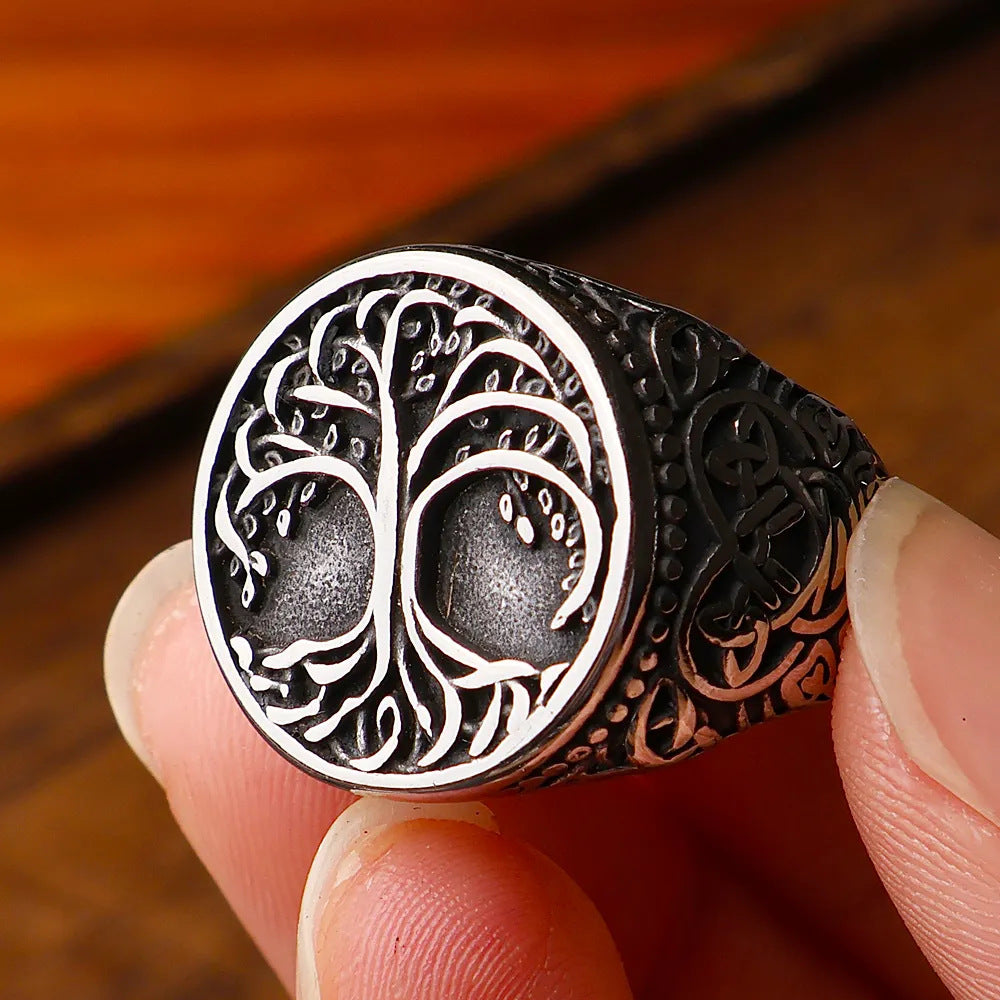 Viking Yggdrasil Tree of Life Ring – Stainless Steel
