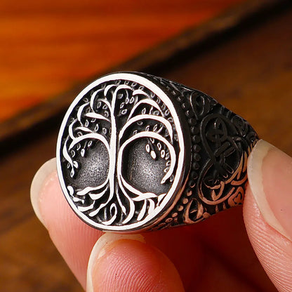 Viking Yggdrasil Tree of Life Ring – Stainless Steel